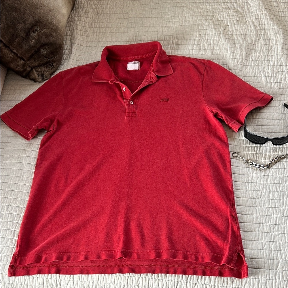 Lacoste vintage washed red polo shirt men’s XL 6 preppy golf​